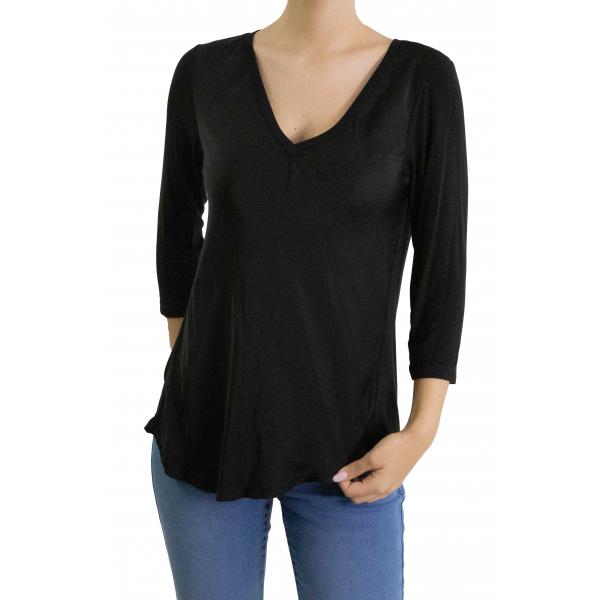Maglia con scollo a V manica 3/4 tinta unita 